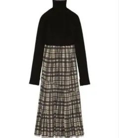 MilaOwen ミラオーウェン　ニットドッキングワッシャープリーツワンピース