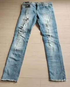ZARA GIRLSダメージスキニーデニムパンツ 13/14サイズ#t