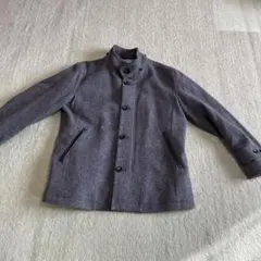 メンズのグレー ウール ピーコート