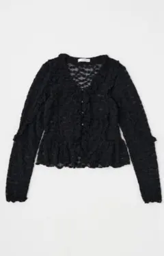 moussy RUFFLE DETAIL LACEトップス ブラック