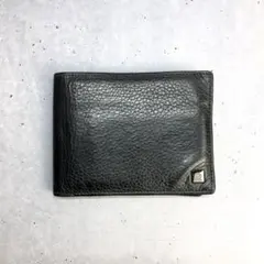 dunhill　ダンヒル　レザー長財布　折り財布　黒　ブラック　ADロゴ　本革 Dunhill ブラック 型押しレザー 二つ折り 長財布 ADロゴ - メルカリ