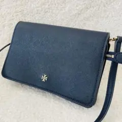 Tory Burch ショルダーバッグ オールレザー ネイビー 斜め掛け