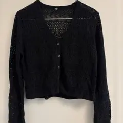 UNIQLO クロシェVネックカーディガン ユニクロ S ブラック