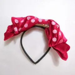 ディズニー ミニー 水玉 ドット リボン カチューシャ