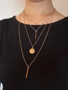 ゴールド レイヤード ネックレス　4連