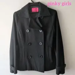 Pinky Girls 黒 ダブルブレスト ピーコート