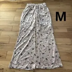 しまむら natumi ベロア 花柄 フレアパンツ ベージュ M