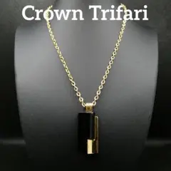 Crown Trifari　ブラック×ゴールド ペンダントネックレス
