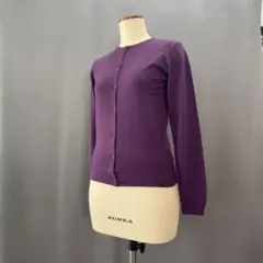 ジョンスメドレー 長袖カーディガン ウール パープル セーター ニット S