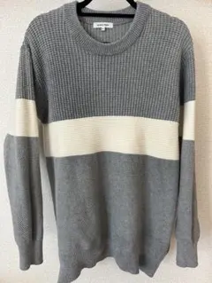 GLOBAL WORK グレー ホワイト ボーダー ニット XL メンズ