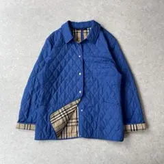 【美品】バーバリー キルティングジャケット ノバチェック ブルー 大きいサイズ