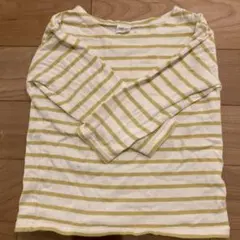 長袖カットソー 白と黄のストライプ 110