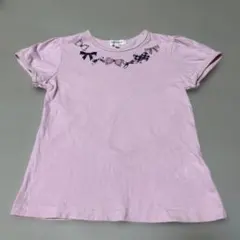 3can4on 半袖カットソー ピンク 120cm リボン柄