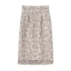 フラワーリボンケミカルレースタイトスカート