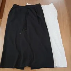 ユニクロ　GU　スカート　リブナロースカート　ブラック　グレー