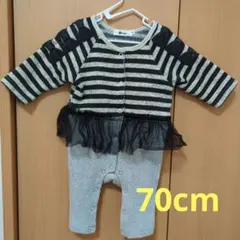 e-baby ストライプロンパース 70cm