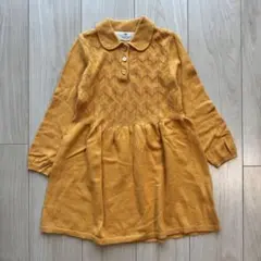H&M ニット ワンピース 襟付き マスタード キッズ 子供 長袖 110