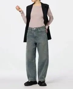 GUバレルレッグジーンズ丈短め68cm　XL