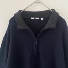 UNIQLO ユニクロ　カシミヤ混　ハーフジップセーター　紺　ネイビー　XL