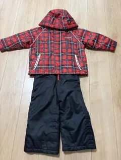 子供用スキーウェアセット 赤チェック　100cm