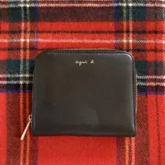 アニエスベー　レザー財布　二つ折り財布　黒のサムネイル