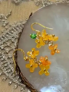 『1点限り』新作☆金木犀ピアス　ステンレスフック