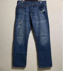 アバクロ　ダメージデニム　W32 L30 クラッシックストレートジーンズ