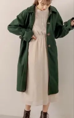 オリーブデオリーブ ステンカラーコート グリーン