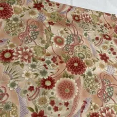 和風 扇や花柄の綿プリント生地