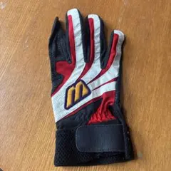 MIZUNOバッティング用手袋 赤黒白 ストライプ