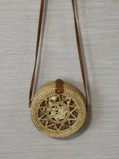 ラタン製 ラウンド型カゴバッグ