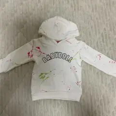 BABYDOLL フード付きトレーナー 90サイズ　白　ペイント柄