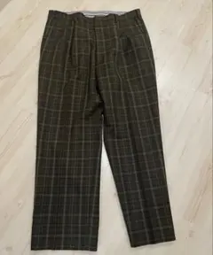 チェック柄スラックス ダークブラウン/グレー