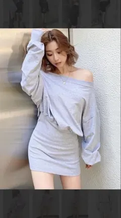 GYDAドッキングオフショル スエットワンピース