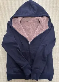 ユニクロ　裏ボア　パーカー　ネイビーS