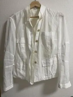 Brunello Cucinelli 白 麻100% シャツジャケット イタリアのサムネイル