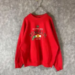 90s フルーツオブザルーム スウェット 赤 イタリアン メッセージ　メンズ古着