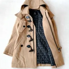 バーバリーブラックレーベル ダッフルコート キルティング キャメル フード着脱可