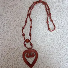 ま*こ様 木製ハート型ペンダントネックレス アンティーク レトロ