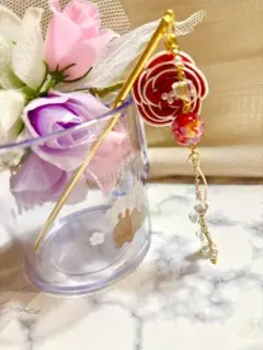 ฅ❤️ レジン 猫 ねこ かんざし 簪 パール 雫 チェーン 花びら 着物 髪 