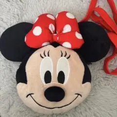 ミニーマウス ポーチ 赤いストラップ付き