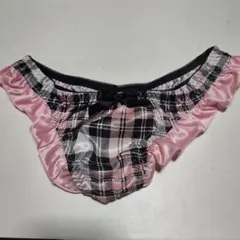 チェック柄フリルショーツ ピンク黒