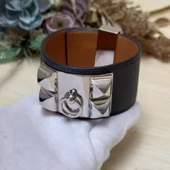 HERMES エルメス ミニリヴァル レザーブレスレット 黒 ノワール - メルカリ