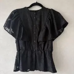 美品★vis ビス フリルフレンチスリーブ ペプラムブラウス Mのサムネイル