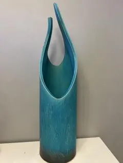 信楽焼 トルコブルー 陶器 花瓶 花器 オブジェ☆ Shigaraki ware