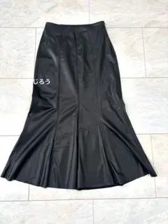 美品ZARA フェイクレザー フレアーロングスカート XS ブラック
