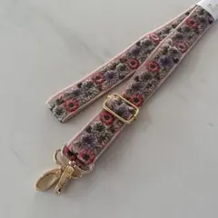 インド刺繍リボンスマホショルダー　カラフルピンク