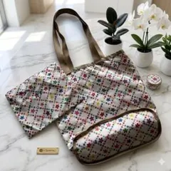 【LeSportsac】花柄トートバッグ＋ポーチ セット ホワイト 新品
