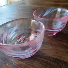 津軽びいどろ 出汁碗 ピンク 2個セット