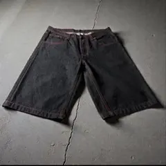 BROOKLYN BASEMENT ワイド デニム ハーフパンツ 赤ステッチのサムネイル